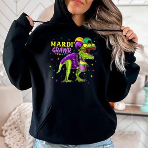 Mardi Grawr T Rex Dino Toddler Kids Mardi Gras Boys Gift Hoodie 1 2