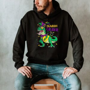 Mardi Grawr T Rex Dino Toddler Kids Mardi Gras Boys Gift Hoodie 2 5