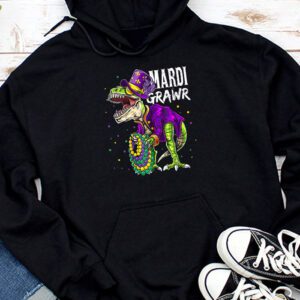 Mardi Grawr T-Rex Dino Toddler Kids Mardi Gras Boys Gift Hoodie