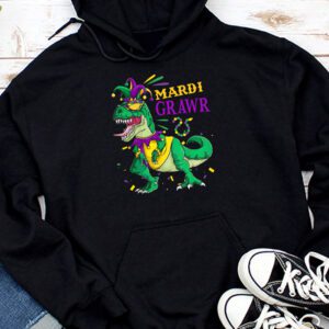 Mardi Grawr T-Rex Dino Toddler Kids Mardi Gras Boys Gift Hoodie