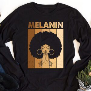 Melanin Afro Natural Hair Queen Cute Black Girl Magic Gift Longsleeve Tee 1 4