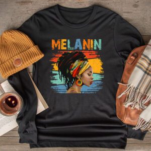 Melanin Afro Natural Hair Queen Cute Black Girl Magic Gift Longsleeve Tee 2 1