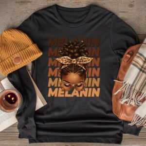 Melanin Afro Natural Hair Queen Cute Black Girl Magic Gift Longsleeve Tee 2 3