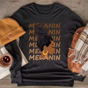 Melanin Afro Natural Hair Queen Cute Black Girl Magic Gift Longsleeve Tee 2