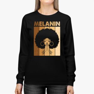 Melanin Afro Natural Hair Queen Cute Black Girl Magic Gift Longsleeve Tee 3 4