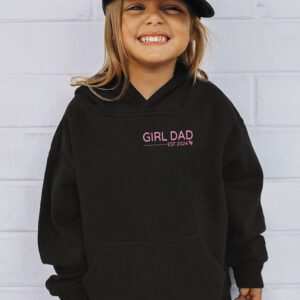 Men Girl Dad Est 2024 Newborn Daddy Father baby girl Hoodie 2 3