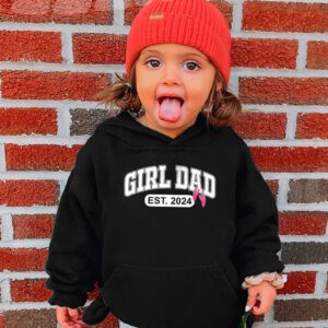 Men Girl Dad Est 2024 Newborn Daddy Father baby girl Hoodie 3