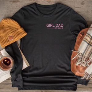 Men Girl Dad Est 2024 Newborn Daddy Father baby girl Longsleeve Tee 2 3