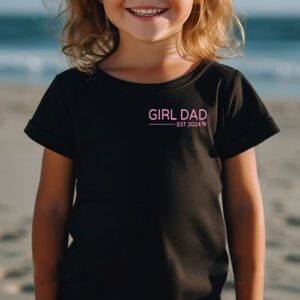 Men Girl Dad Est 2024 Newborn Daddy Father baby girl T Shirt 2 3