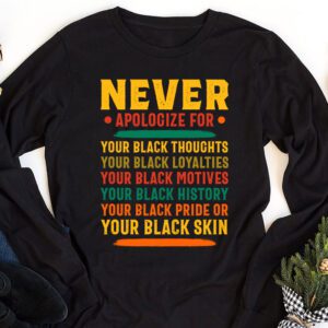 Never Apologize Black History Month BLM Melanin Pride Afro Longsleeve Tee 1