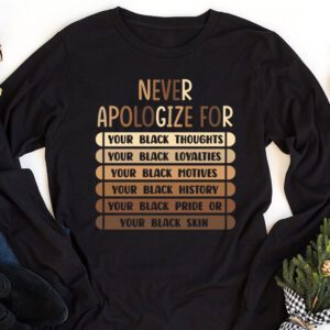 Never Apologize Black History Month BLM Melanin Pride Afro Longsleeve Tee 1 4