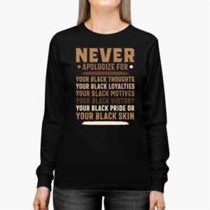 Never Apologize Black History Month BLM Melanin Pride Afro Longsleeve Tee 2 1