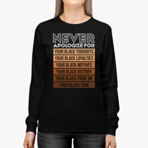 Never Apologize Black History Month BLM Melanin Pride Afro Longsleeve Tee 2 2