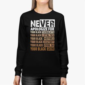 Never Apologize Black History Month BLM Melanin Pride Afro Longsleeve Tee 2 3