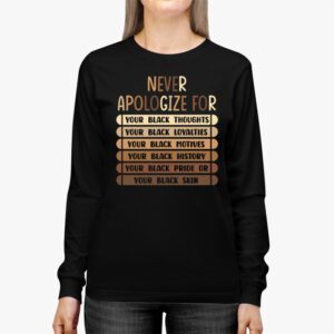 Never Apologize Black History Month BLM Melanin Pride Afro Longsleeve Tee 2 4