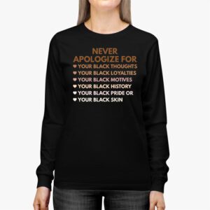 Never Apologize Black History Month BLM Melanin Pride Afro Longsleeve Tee 2 5