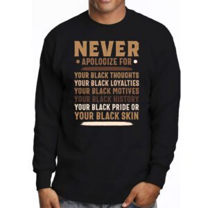 Never Apologize Black History Month BLM Melanin Pride Afro Longsleeve Tee 3 1