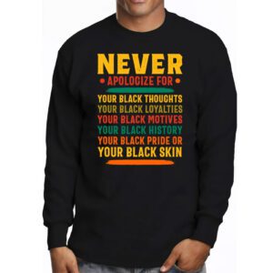 Never Apologize Black History Month BLM Melanin Pride Afro Longsleeve Tee 3