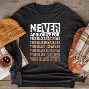 Never Apologize Black History Month BLM Melanin Pride Afro Longsleeve Tee