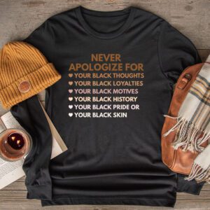 Never Apologize Black History Month BLM Melanin Pride Afro Longsleeve Tee