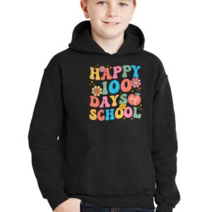 Retro 100 Days of School Teachers Kids Groovy 100th Day Hoodie 2 3