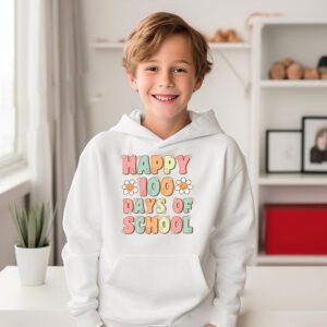 Retro 100 Days of School Teachers Kids Groovy 100th Day Hoodie 3 4