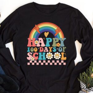 Retro 100 Days of School Teachers Kids Groovy 100th Day Longsleeve Tee 1 2