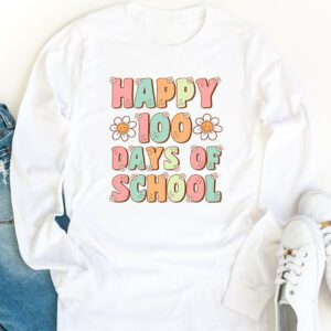 Retro 100 Days of School Teachers Kids Groovy 100th Day Longsleeve Tee 1 4