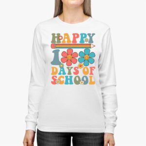 Retro 100 Days of School Teachers Kids Groovy 100th Day Longsleeve Tee 2 1