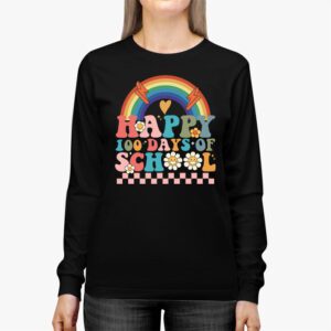 Retro 100 Days of School Teachers Kids Groovy 100th Day Longsleeve Tee 2 2