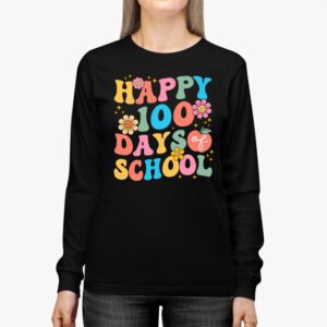 Retro 100 Days of School Teachers Kids Groovy 100th Day Longsleeve Tee 2 3