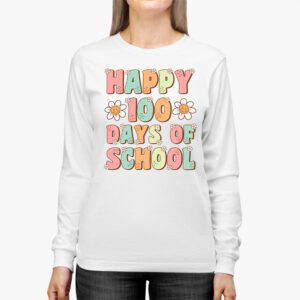 Retro 100 Days of School Teachers Kids Groovy 100th Day Longsleeve Tee 2 4