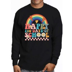 Retro 100 Days of School Teachers Kids Groovy 100th Day Longsleeve Tee 3 2