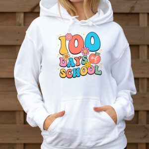 Retro Groovy 100 Days Happy 100th Day Of School Teacher Kids Hoodie 1 2