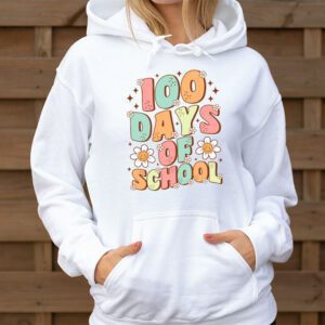 Retro Groovy 100 Days Happy 100th Day Of School Teacher Kids Hoodie 1 3