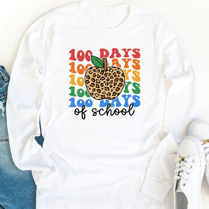 Retro-Groovy-100-Days-Happy-100th-Day-Of-School-Teacher-Kids-Longsleeve-Tee-1 Retro Groovy 100 Days Happy 100th Day Of School Teacher Kids Longsleeve Tee 1