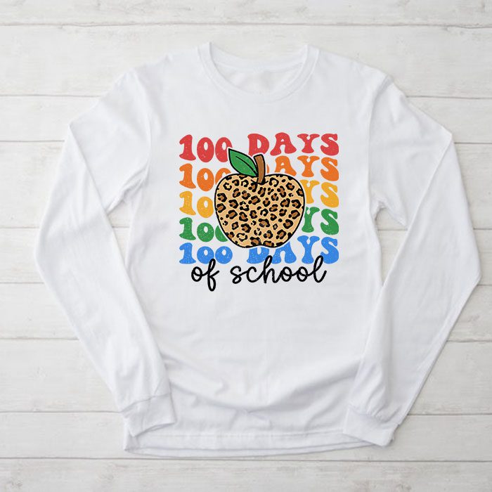 Retro-Groovy-100-Days-Happy-100th-Day-Of-School-Teacher-Kids-Longsleeve-Tee Retro Groovy 100 Days Happy 100th Day Of School Teacher Kids Longsleeve Tee