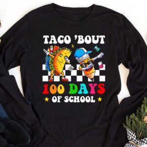 Retro Groovy 100th Day Teacher Taco Bout 100 Days of School Longsleeve Tee 1 3