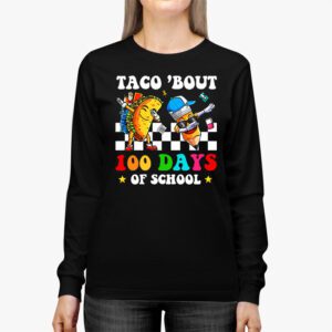 Retro Groovy 100th Day Teacher Taco Bout 100 Days of School Longsleeve Tee 2 3