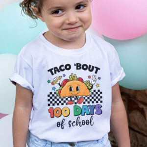 Retro Groovy 100th Day Teacher Taco Bout 100 Days of School T Shirt 2 12