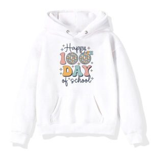 Retro Groovy Happy 100 Days Of School Teacher And Student Hoodie 3 3