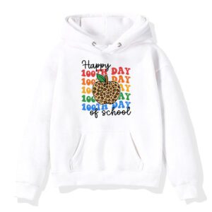 Retro Groovy Happy 100 Days Of School Teacher And Student Hoodie 3 4