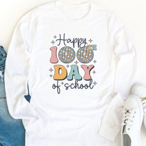 Retro Groovy Happy 100 Days Of School Teacher And Student Longsleeve Tee 1 3