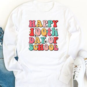 Retro Groovy Happy 100 Days Of School Teacher And Student Longsleeve Tee 1