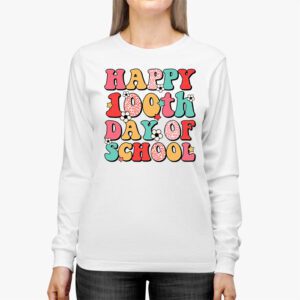 Retro Groovy Happy 100 Days Of School Teacher And Student Longsleeve Tee 2