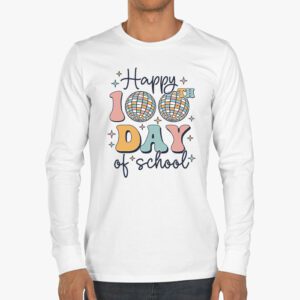 Retro Groovy Happy 100 Days Of School Teacher And Student Longsleeve Tee 3 3
