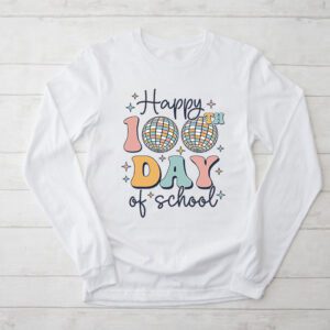 Retro Groovy Happy 100 Days Of School Teacher And Student Longsleeve Tee