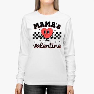 Retro Groovy Mama is My Valentine Cute Heart Boys Girls Kids Longsleeve Tee 2 2