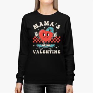 Retro Groovy Mama is My Valentine Cute Heart Boys Girls Kids Longsleeve Tee 2 3