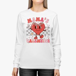 Retro Groovy Mama is My Valentine Cute Heart Boys Girls Kids Longsleeve Tee 2